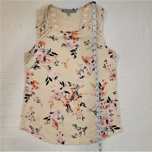 Daniel Rainn Petite XS Lace Tank Top Cream Pink Orange - Picture 9 of 12